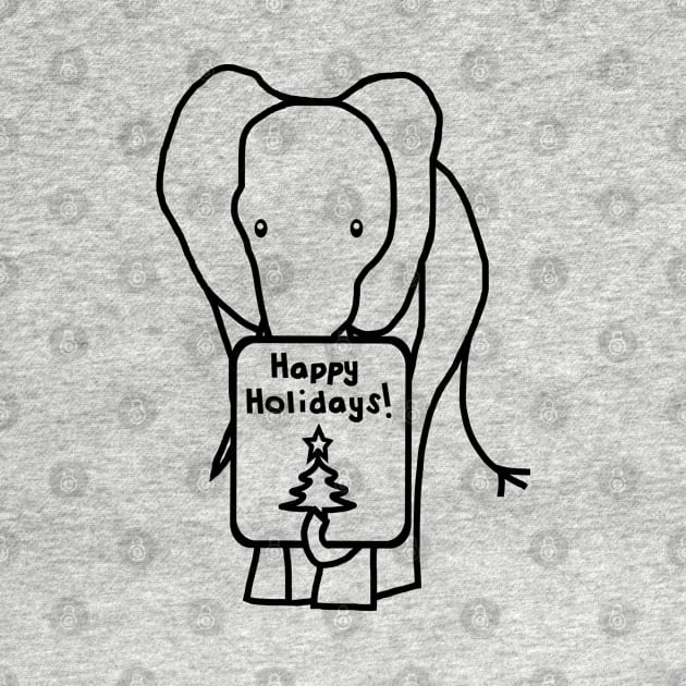 Christmas Elephant says Happy Holidays Line Drawing by ellenhenryart